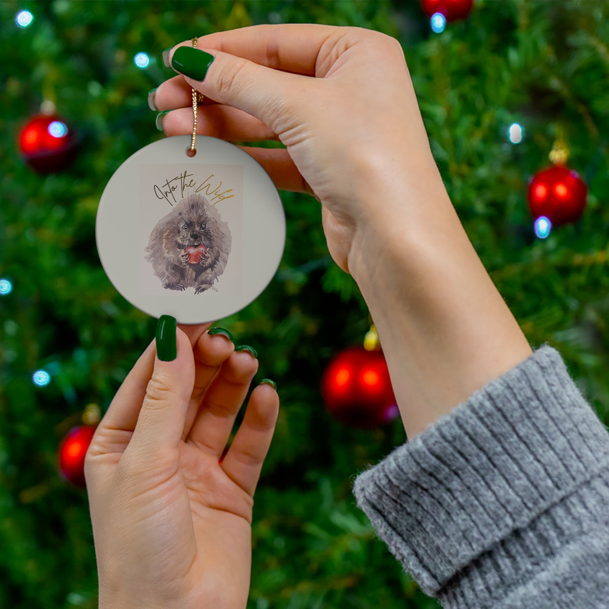Into the Wild Porcupine Holiday Tree Decoration