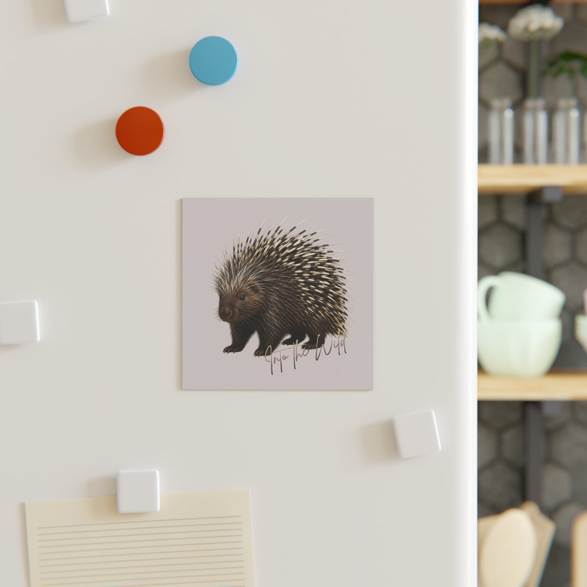 Porcupine 'Into the Wild' Square Magnet