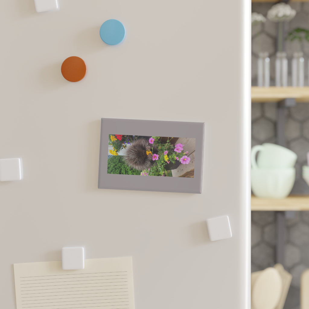 Floral Pom-Pom Garden Rectangle Magnet — Cute Flower Photo Fridge Magnet