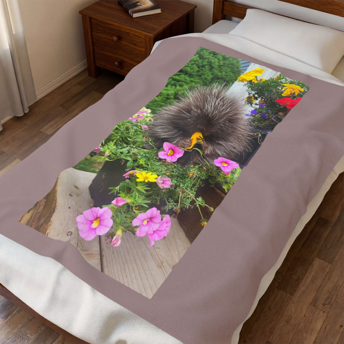 Tiny Tunia Porcupine  Velveteen Plush Blanket
