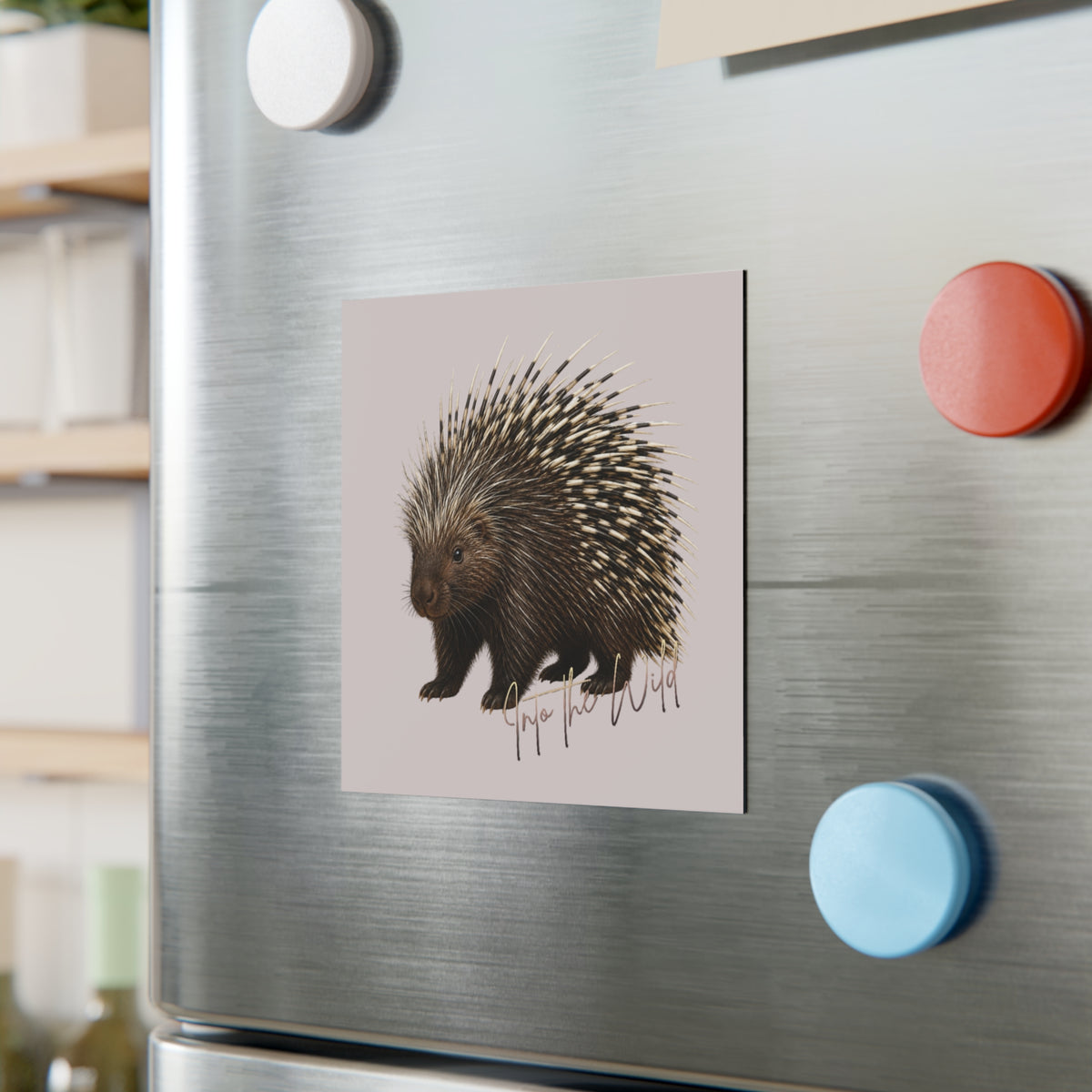 Porcupine 'Into the Wild' Square Magnet