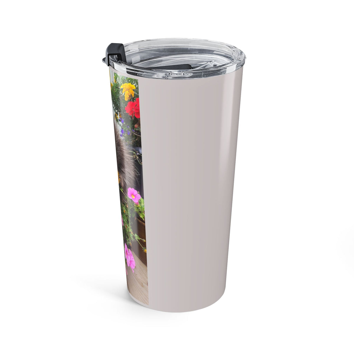 20oz Photo Tumbler — Tiny Tunia in Flower Pot Travel Mug
