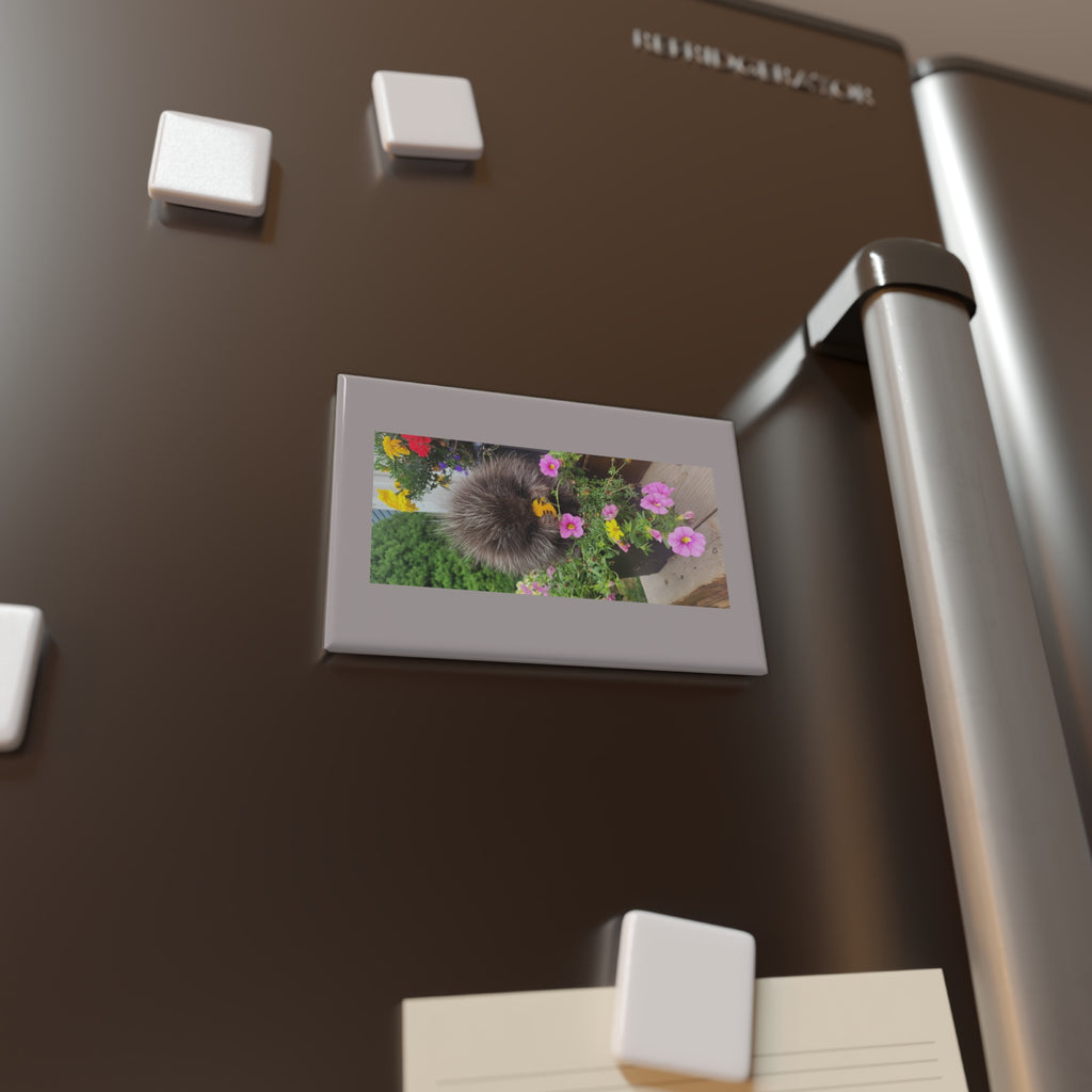 Floral Pom-Pom Garden Rectangle Magnet — Cute Flower Photo Fridge Magnet